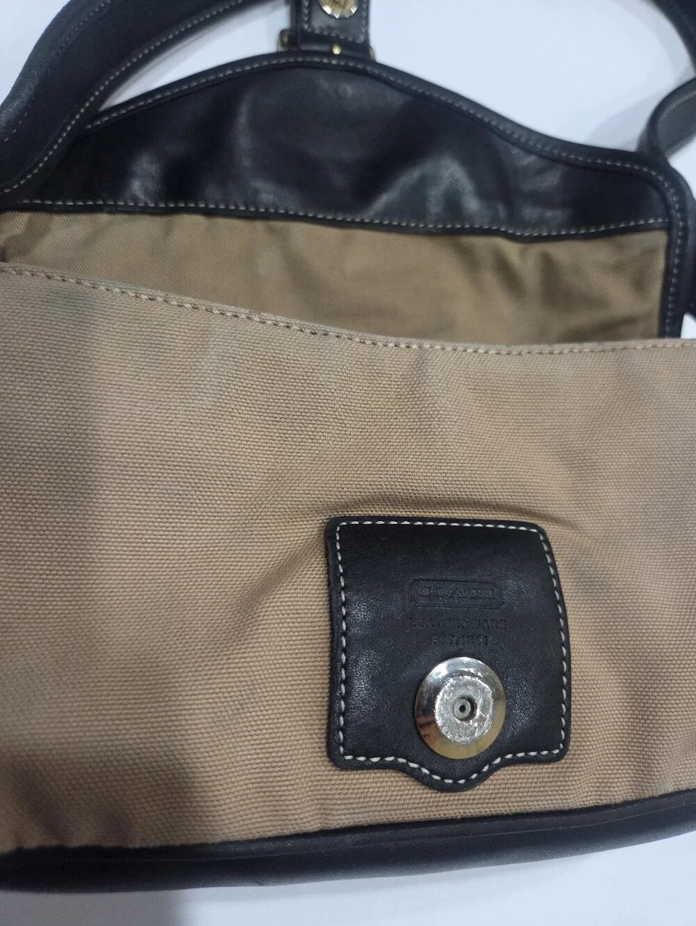 Coach Canvas Demi Flap  Shoulder Bag with Gold Buckle #K13-9120.  (N)